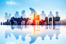 Abstract Image of Business Meeting in a Cityscape